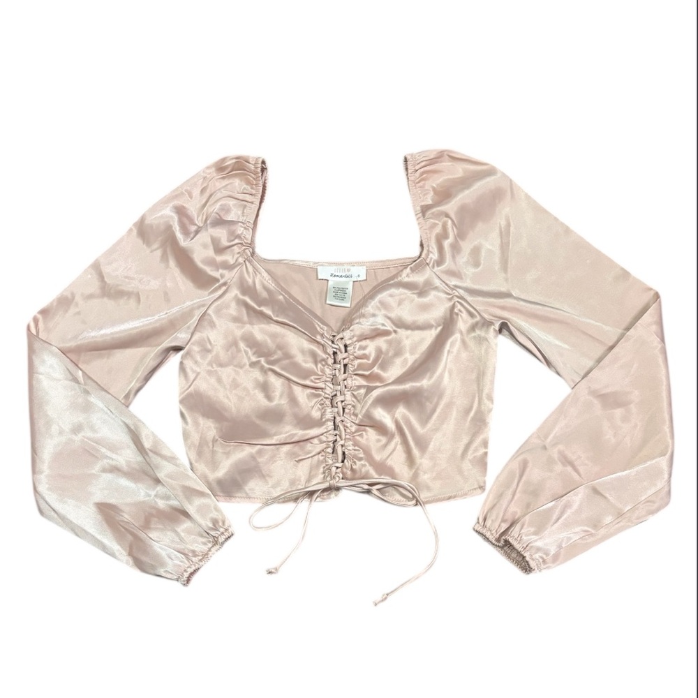 Urban Romantics Lace Up Satin Crop Top Sz S NWT